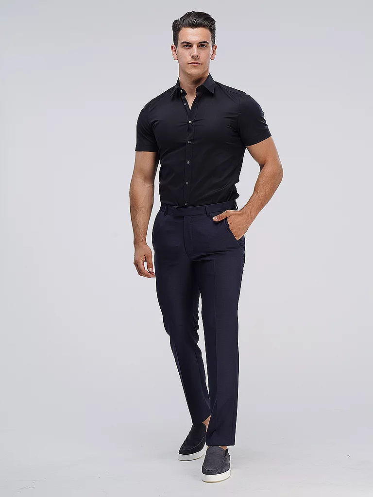 OLYMP Level Five body fit Short Sleeve Shirt Black 40 2